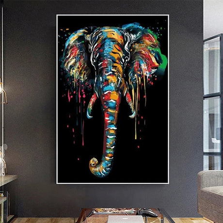 ChandeliersDecor.com-Wall Posters-Modern Colourful Elephant Canvas Wall Art