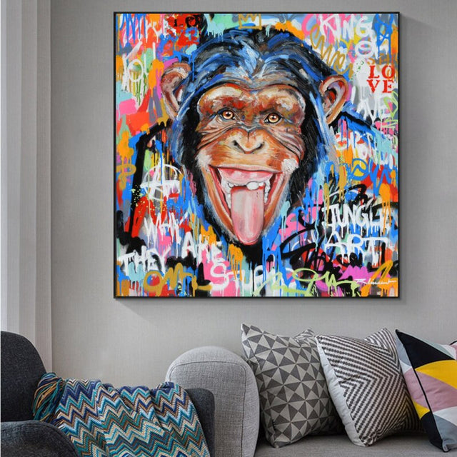 ChandeliersDecor.com-Wall Posters-Modern Graffiti Art of Monkey Canvas Wall Art