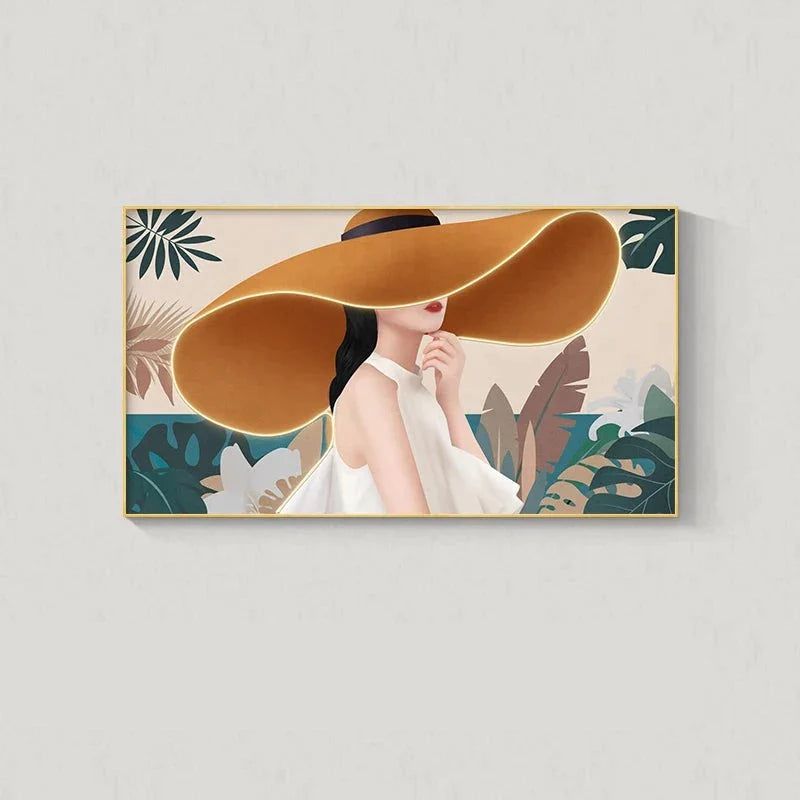 ChandeliersDecor.com-LED Wall Art-Modern Lady with Hat LED Luminous Wall Lamp - Decorative Interior Art