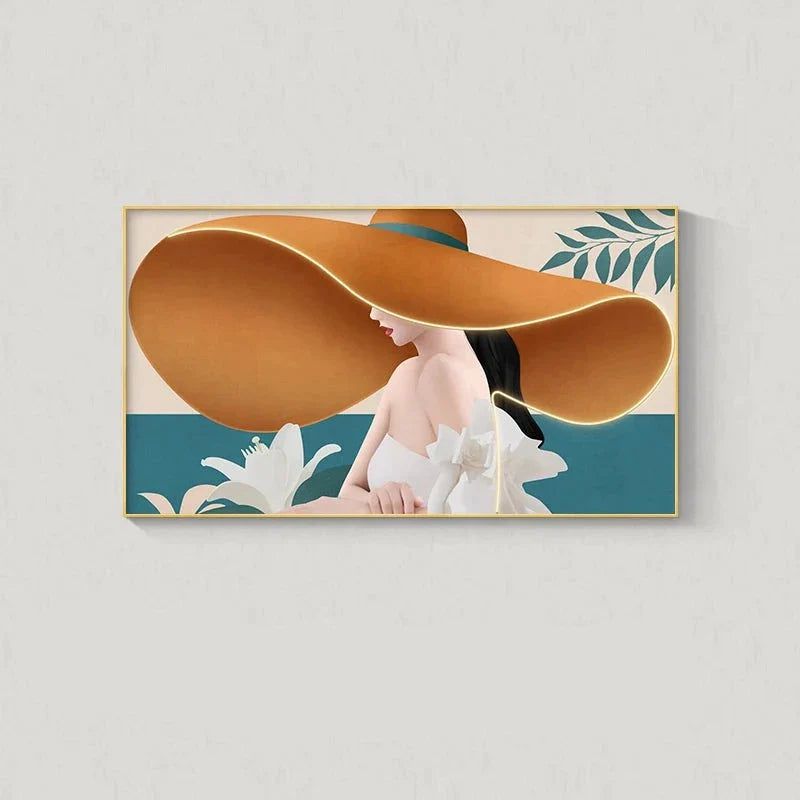 ChandeliersDecor.com-LED Wall Art-Modern Lady with Hat LED Luminous Wall Lamp - Decorative Interior Art