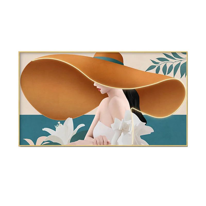 ChandeliersDecor.com-LED Wall Art-Modern Lady with Hat LED Luminous Wall Lamp - Decorative Interior Art