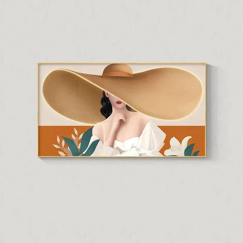 ChandeliersDecor.com-LED Wall Art-Modern Lady with Hat LED Luminous Wall Lamp - Decorative Interior Art