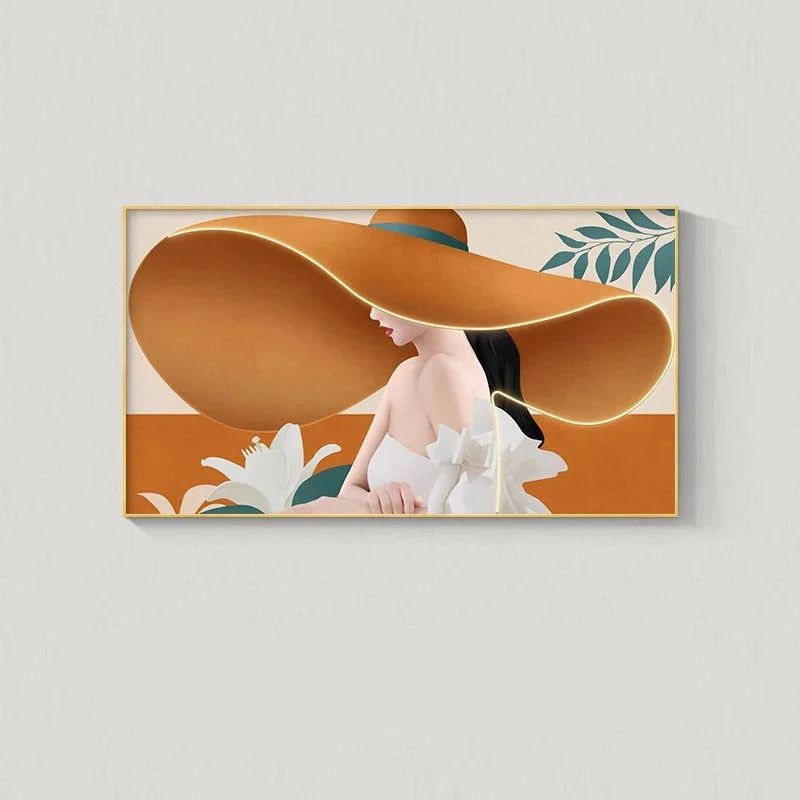 ChandeliersDecor.com-LED Wall Art-Modern Lady with Hat LED Luminous Wall Lamp - Decorative Interior Art