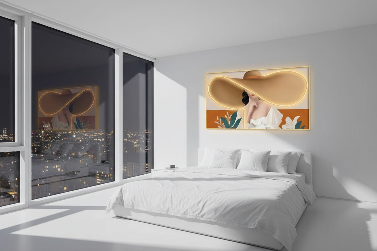 Modern Lady with Hat LED Luminous Wall Lamp - Decorative Interior Art-ChandeliersDecor.com