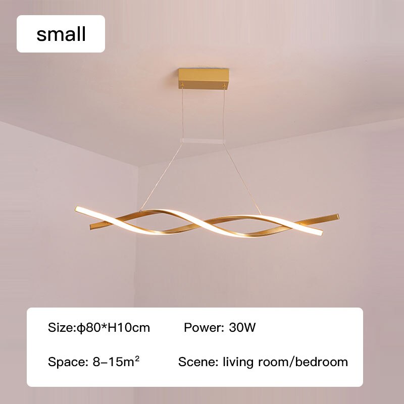 ChandeliersDecor.com-Kitchen Island-Modern LED Pendant Lamp, Dimmable Black Gold Chandelier
