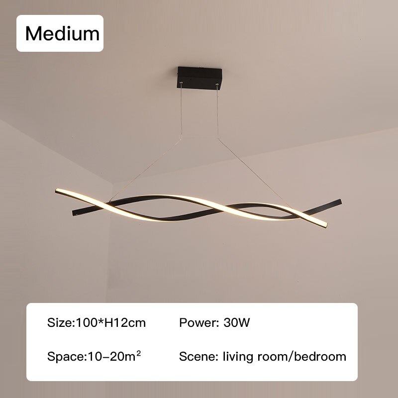 ChandeliersDecor.com-Kitchen Island-Modern LED Pendant Lamp, Dimmable Black Gold Chandelier