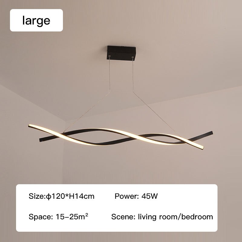 ChandeliersDecor.com-Kitchen Island-Modern LED Pendant Lamp, Dimmable Black Gold Chandelier