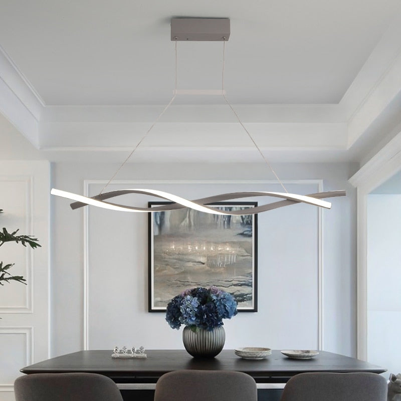 ChandeliersDecor.com-Kitchen Island-Modern LED Pendant Lamp, Dimmable Black Gold Chandelier