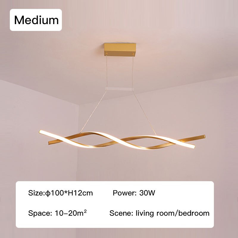 ChandeliersDecor.com-Kitchen Island-Modern LED Pendant Lamp, Dimmable Black Gold Chandelier