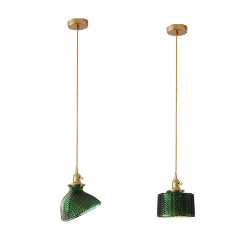 ChandeliersDecor.com-Pendant Lights-Modern Loft Pure Copper Lamp Holder Green Light