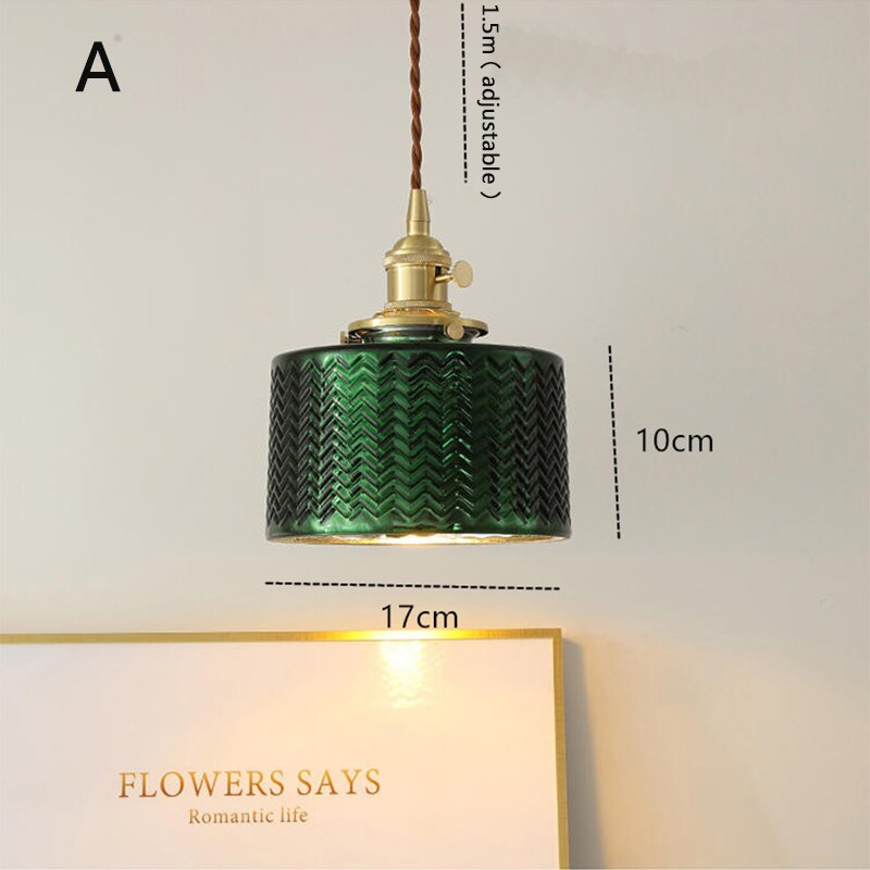 ChandeliersDecor.com-Pendant Lights-Modern Loft Pure Copper Lamp Holder Green Light