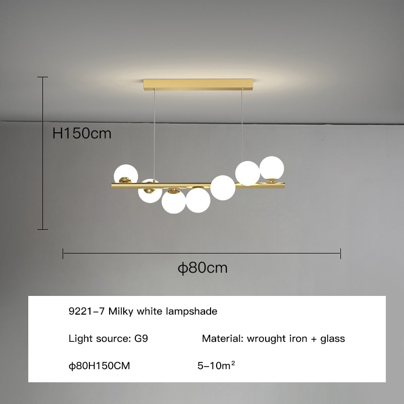 ChandeliersDecor.com-Kitchen Island-Modern Long Glass Ball Chandelier with G9 LED