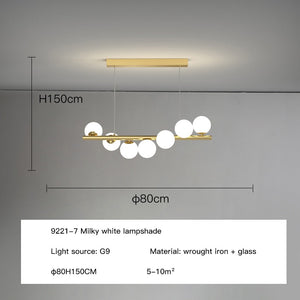 ChandeliersDecor.com-Kitchen Island-Modern Long Glass Ball Chandelier with G9 LED