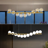 ChandeliersDecor.com-Kitchen Island-Modern Long Glass Ball Chandelier with G9 LED