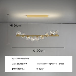 ChandeliersDecor.com-Kitchen Island-Modern Long Glass Ball Chandelier with G9 LED
