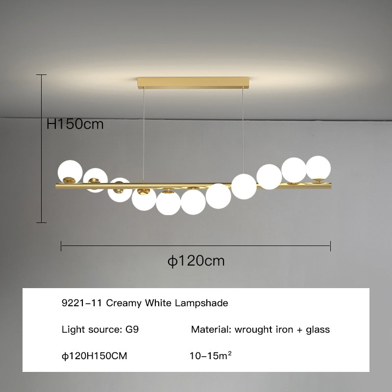ChandeliersDecor.com-Kitchen Island-Modern Long Glass Ball Chandelier with G9 LED