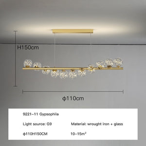 ChandeliersDecor.com-Kitchen Island-Modern Long Glass Ball Chandelier with G9 LED
