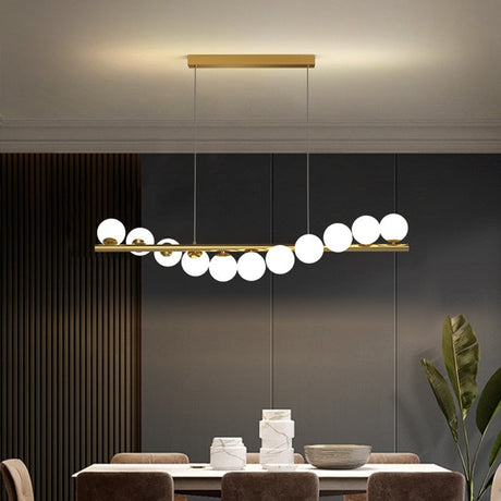 ChandeliersDecor.com-Kitchen Island-Modern Long Glass Ball Chandelier with G9 LED