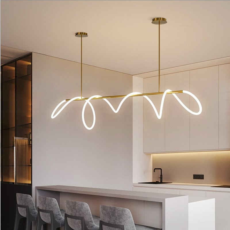 ChandeliersDecor.com-Kitchen Island-Modern Long Hose LED Chandelier for Dining Room