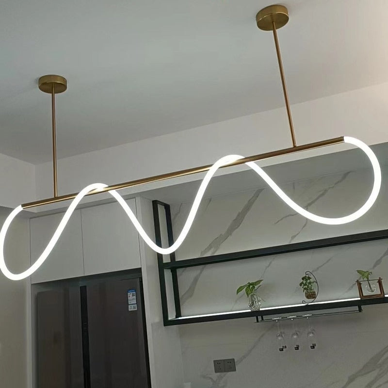ChandeliersDecor.com-Kitchen Island-Modern Long Hose LED Chandelier for Dining Room