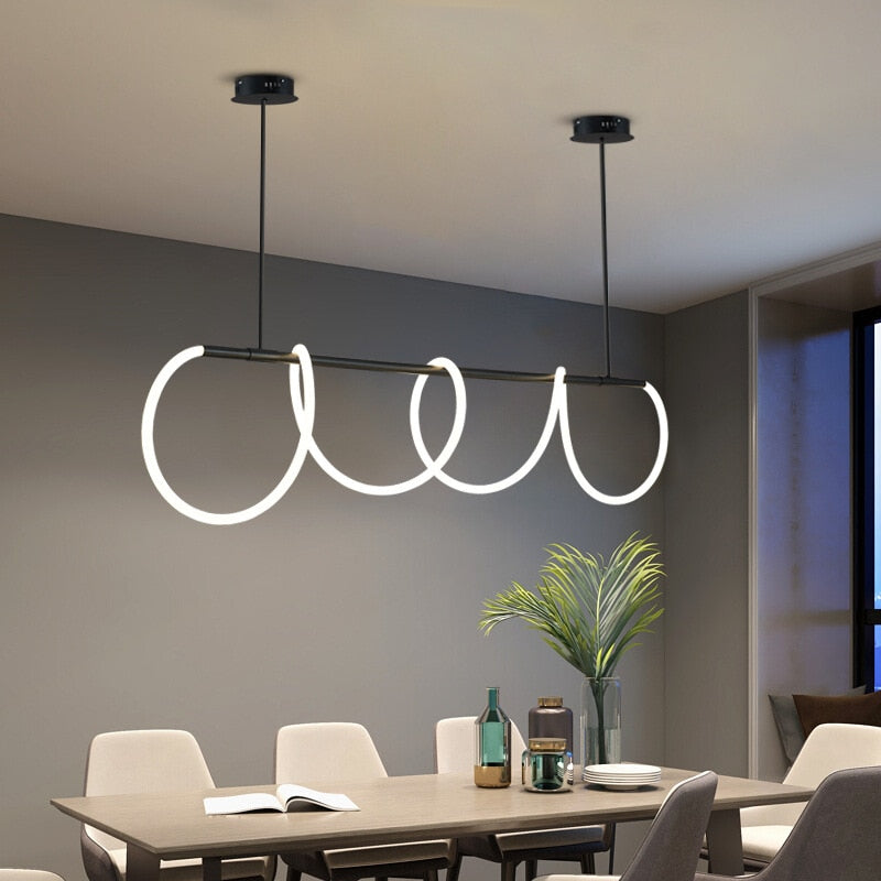ChandeliersDecor.com-Kitchen Island-Modern Long Hose LED Chandelier for Dining Room
