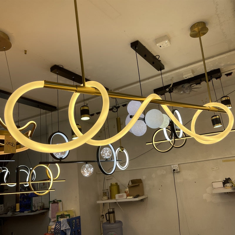 ChandeliersDecor.com-Kitchen Island-Modern Long Hose LED Chandelier for Dining Room