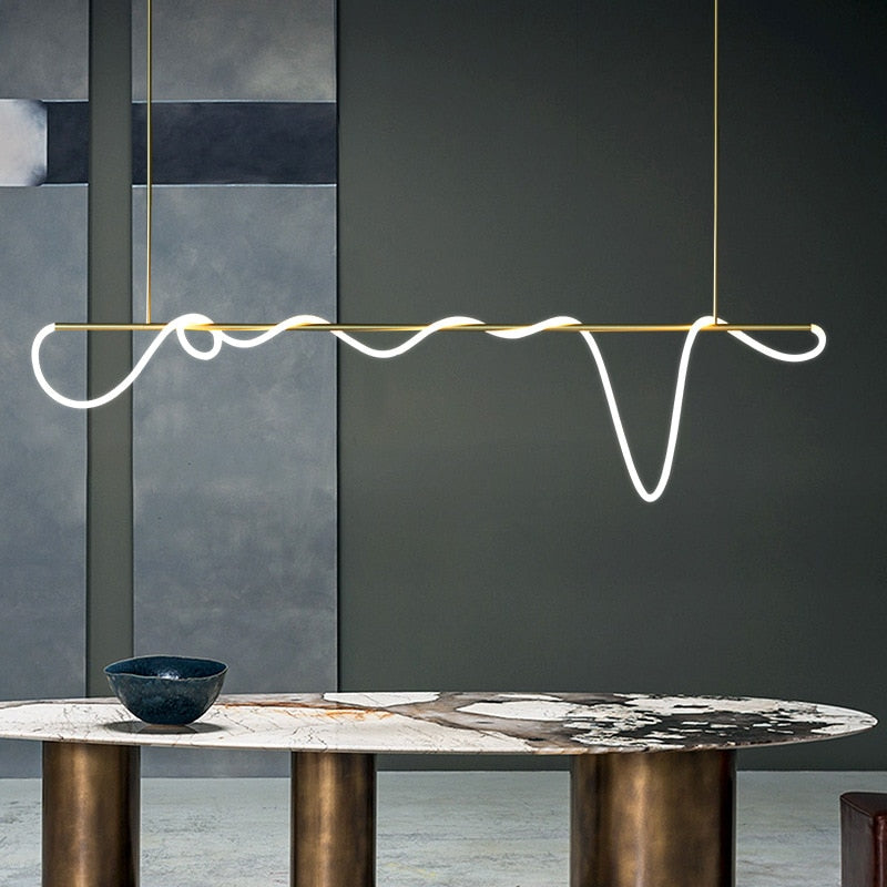 ChandeliersDecor.com-Kitchen Island-Modern Long Hose LED Chandelier for Dining Room