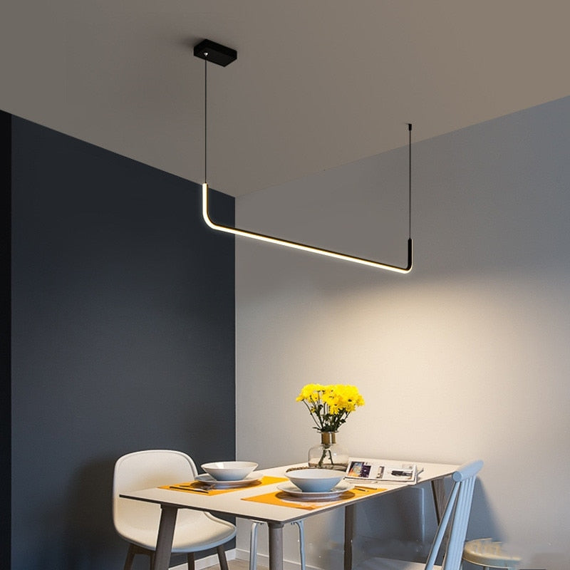 ChandeliersDecor.com-Kitchen Island-Modern Minimalist LED Pendant Lamp Black Gold