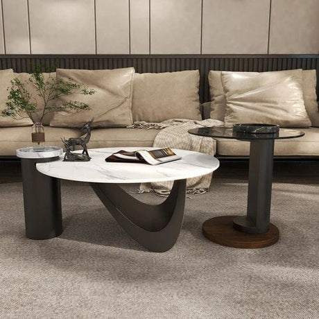 ChandeliersDecor.com-Coffee Tables-Modern Round Metal Side Table for Office and Living Room