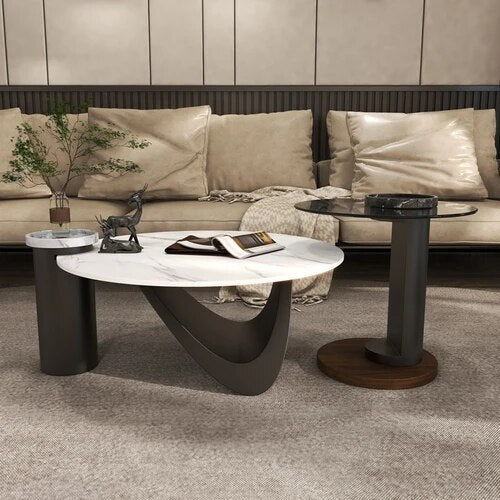 ChandeliersDecor.com-Coffee Tables-Modern Round Metal Side Table for Office and Living Room