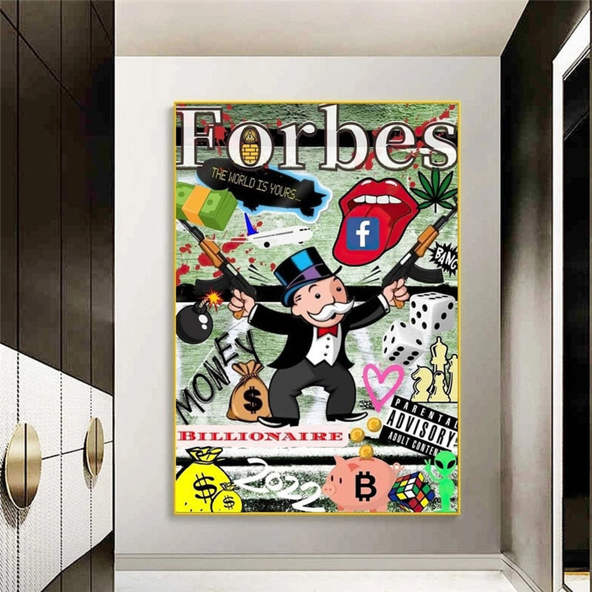 ChandeliersDecor.com-Monopoly Wall Poster-Money Forbes Funny Monopoly Alec Canvas Print