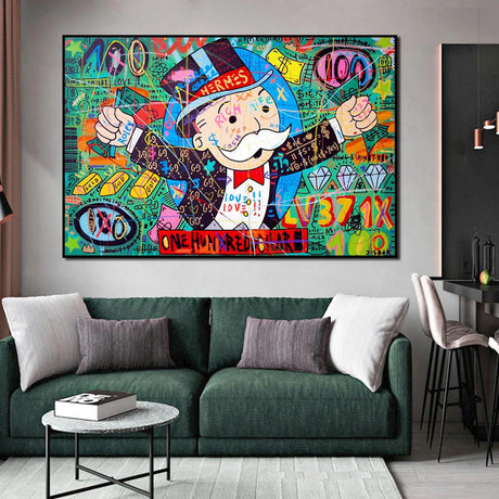 ChandeliersDecor.com-Wall Posters-Money Richie Rich Hundred Dollar Canvas Wall Art