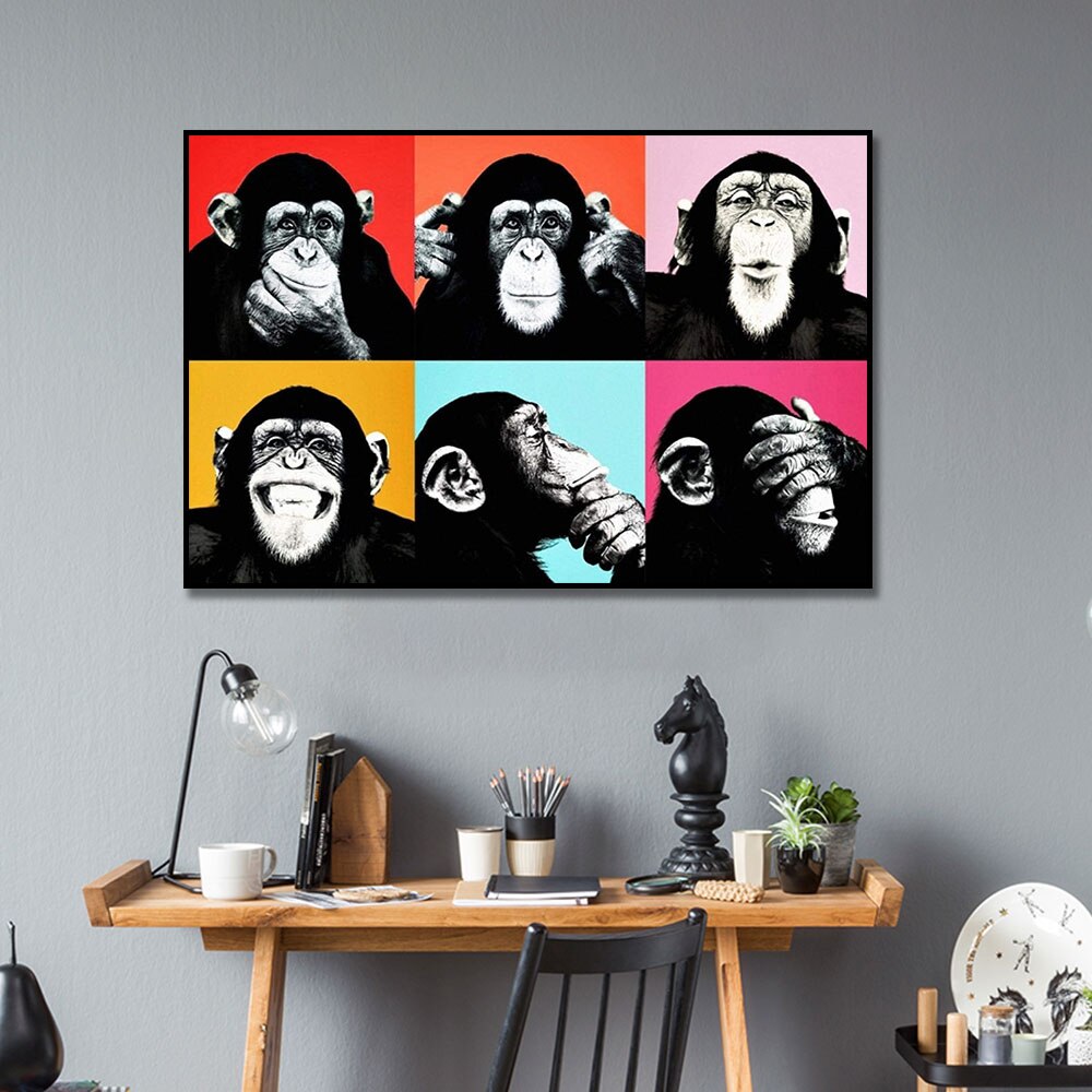 ChandeliersDecor.com-Wall Posters-Monkeys Poster: Vibrant and Playful Designs