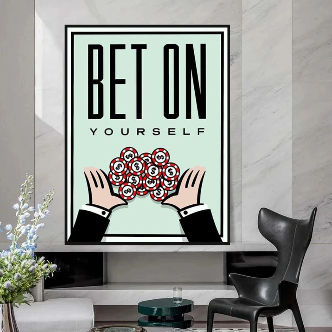 ChandeliersDecor.com-Monopoly Wall Poster-Monopoly Bet on Yourself Card Canvas Wall Art