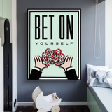 ChandeliersDecor.com-Monopoly Wall Poster-Monopoly Bet on Yourself Card Canvas Wall Art