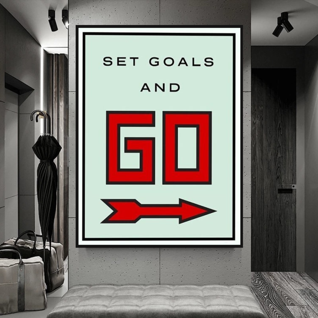 ChandeliersDecor.com-Monopoly Wall Poster-Monopoly Get Goals and Go Card Canvas Wall Art