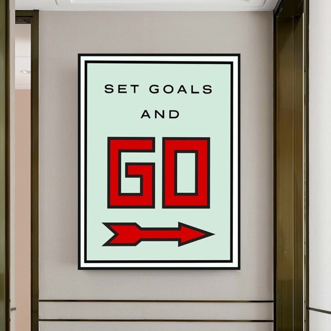 ChandeliersDecor.com-Monopoly Wall Poster-Monopoly Get Goals and Go Card Canvas Wall Art