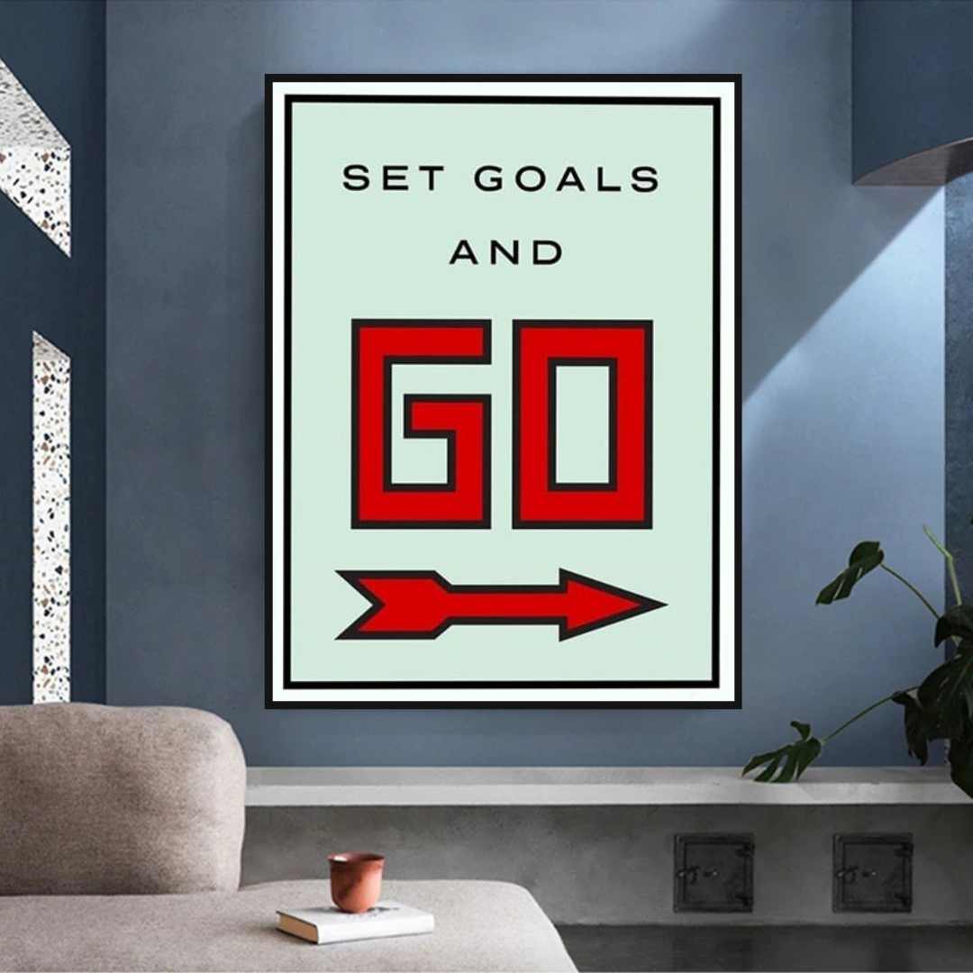 ChandeliersDecor.com-Monopoly Wall Poster-Monopoly Get Goals and Go Card Canvas Wall Art