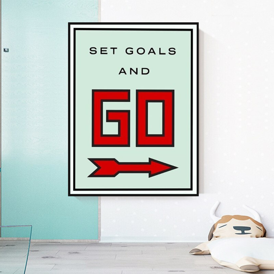 ChandeliersDecor.com-Monopoly Wall Poster-Monopoly Get Goals and Go Card Canvas Wall Art
