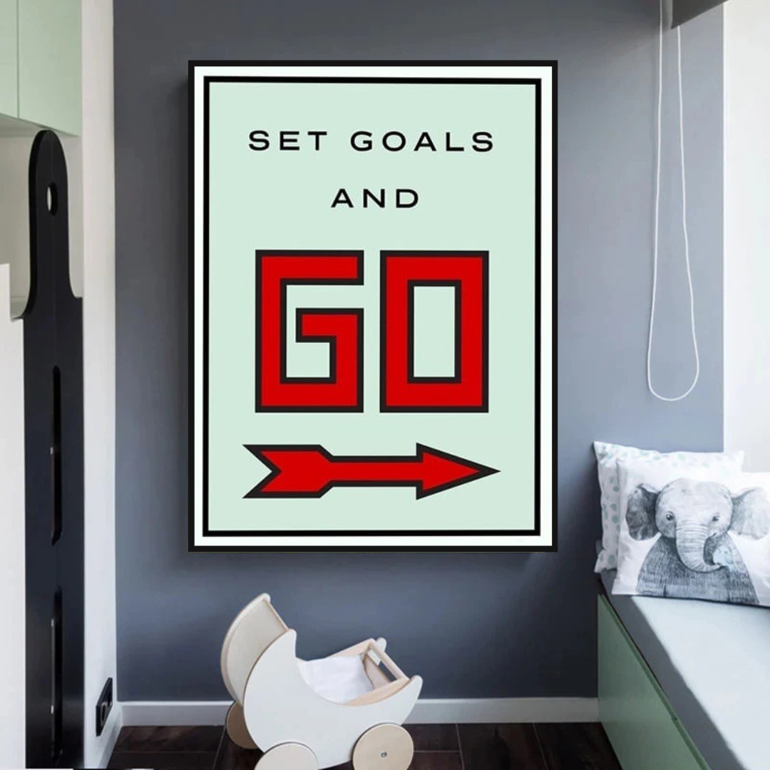 ChandeliersDecor.com-Monopoly Wall Poster-Monopoly Get Goals and Go Card Canvas Wall Art