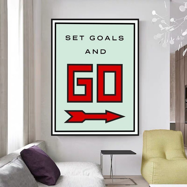 ChandeliersDecor.com-Monopoly Wall Poster-Monopoly Get Goals and Go Card Canvas Wall Art
