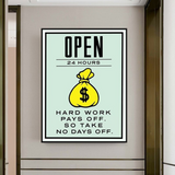 ChandeliersDecor.com-Monopoly Wall Poster-Monopoly Hard Work Pays Off Card Canvas Wall Art