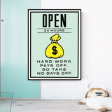 ChandeliersDecor.com-Monopoly Wall Poster-Monopoly Hard Work Pays Off Card Canvas Wall Art