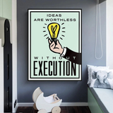 ChandeliersDecor.com-Monopoly Wall Poster-Monopoly Ideas are worthless Card Canvas Wall Art