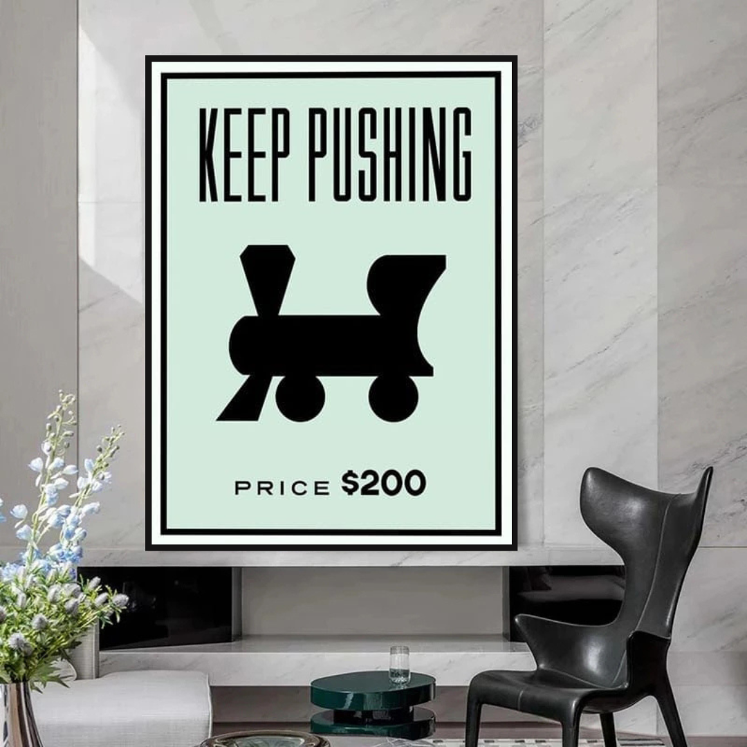 ChandeliersDecor.com-Monopoly Wall Poster-Monopoly Keep Pushing Card Canvas Wall Art