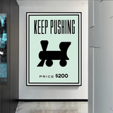 ChandeliersDecor.com-Monopoly Wall Poster-Monopoly Keep Pushing Card Canvas Wall Art