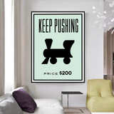 ChandeliersDecor.com-Monopoly Wall Poster-Monopoly Keep Pushing Card Canvas Wall Art
