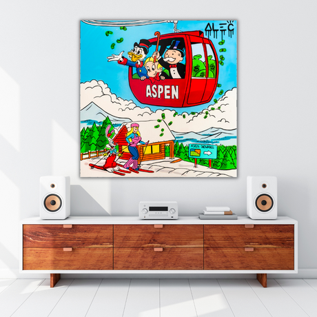 ChandeliersDecor.com-Monopoly Wall Poster-Monopoly Millionaires in Swiss Alps - Alec Monopoly Art