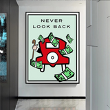 ChandeliersDecor.com-Monopoly Wall Poster-Monopoly Never Look Back Card Canvas Wall Art