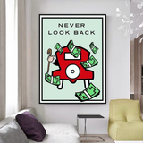 ChandeliersDecor.com-Monopoly Wall Poster-Monopoly Never Look Back Card Canvas Wall Art